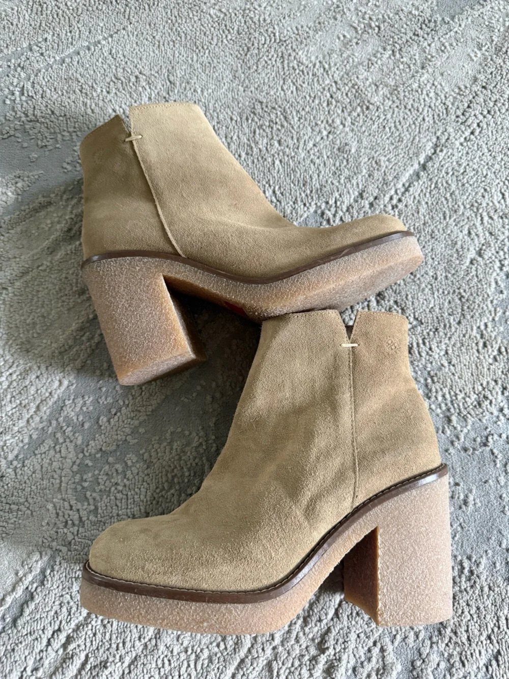 Yokono Gela ankle boots Leather suede Tan block heel 40 9 9.5